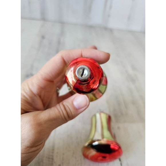 Vintage Bell striped red green ornament Xmas set - Picture 6 of 12